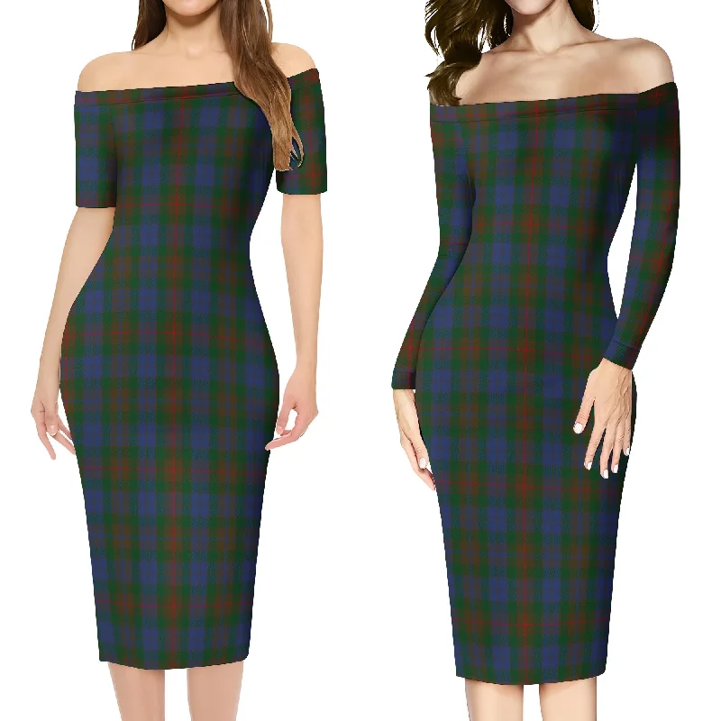 Major Savings Buchanan Hunting Tartan Off Shoulder Lady Dress
