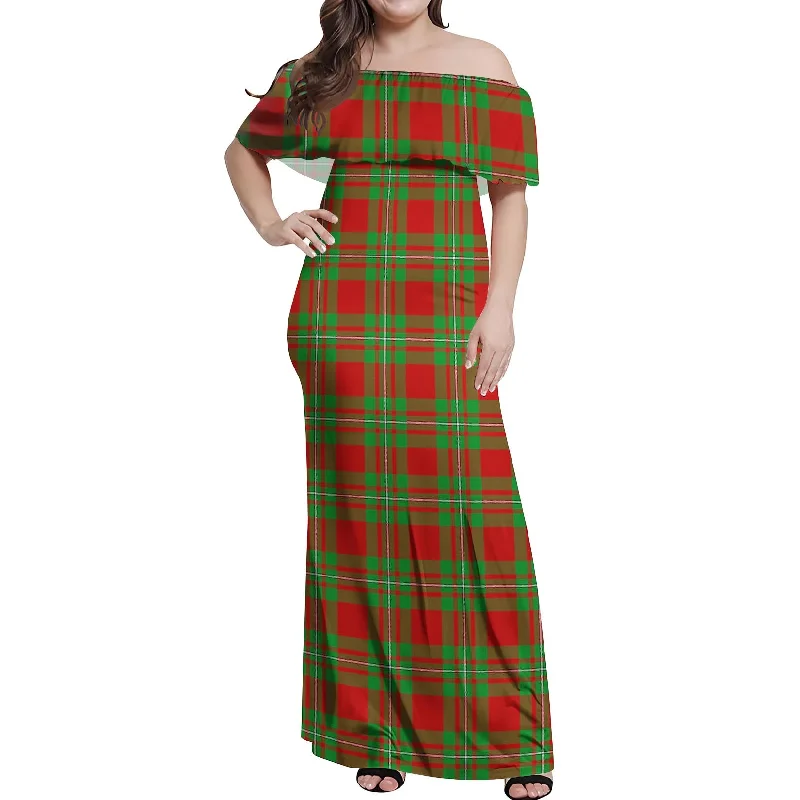 Extra Savings Callander Tartan Off Shoulder Long Dress