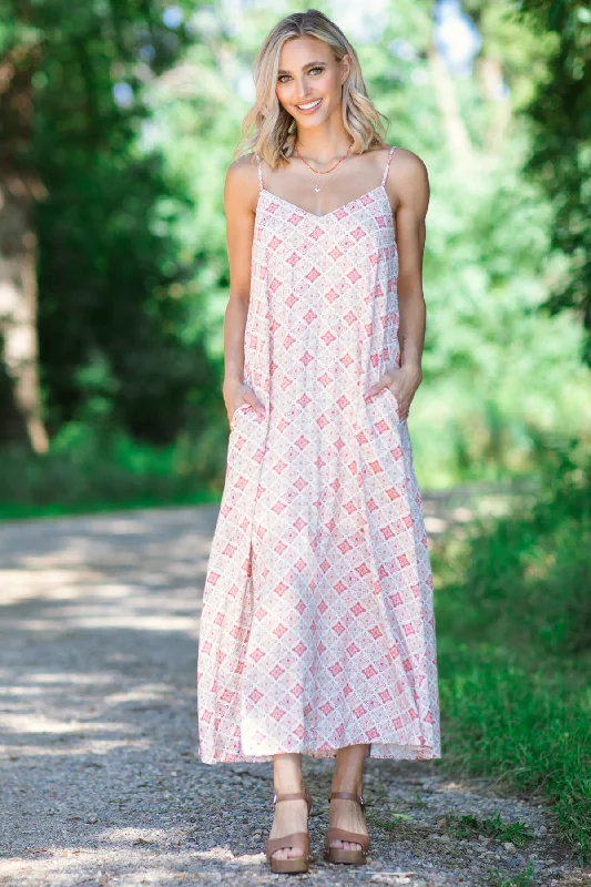 Limited Stock Rust and Cream Geometric Medallion Maxi Dress