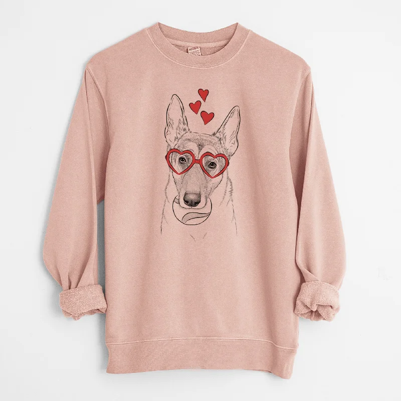 Weekend Flash Sale Valentine Greta the German Shepherd - Unisex Pigment Dyed Crew Sweatshirt