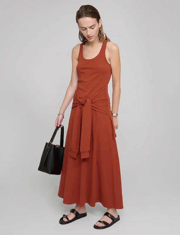Deal Dash Paprika Sleeve Waist-Tie Dress