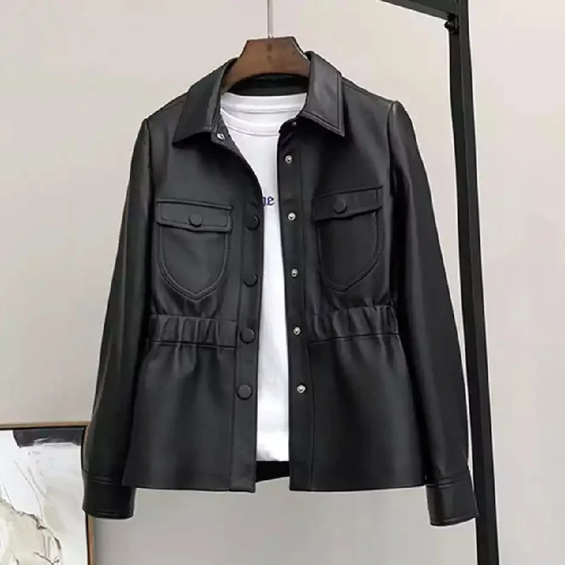 Customer Appreciation Sale Faux Leather Shirt Jacket