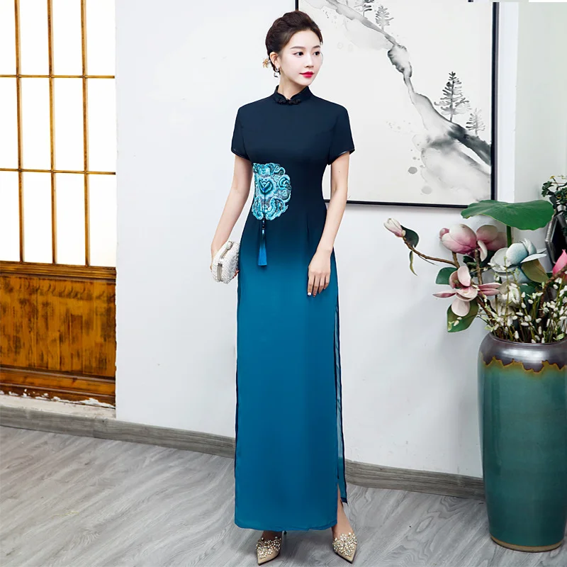 Savings Galore (S-5Xl) Plus Size + Custom Size Ombre Formal Cheongsam Dress For Wedding / Mother Of The Bride Or Groom