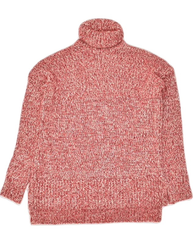 Can't Miss J. CREW Womens Oversized Roll Neck Jumper Sweater UK 2 2XS Red Flecked