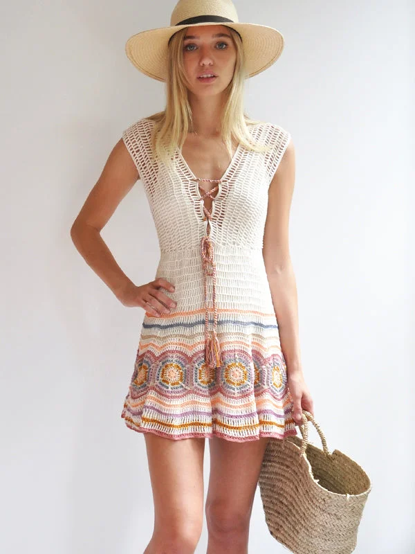 Big Savings Crochet Janice Mini Dress, Cream