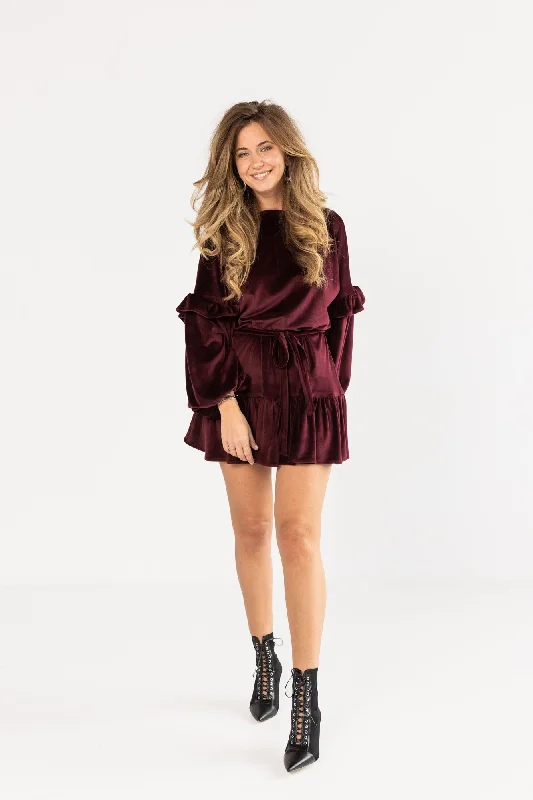 Inventory Reduction Dark Burgundy Velvet Dress