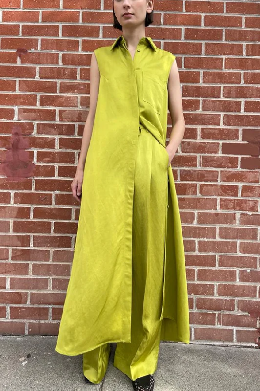 Great Deals Dade Sleeveless Shirt Dress in Anis Green