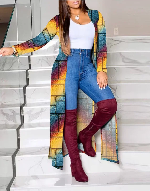 One-DAY Sale Znbbw Autumn And Winter Women's Wear New Long-Sleeved Printing Long-Style Leisure Long-Style Coat