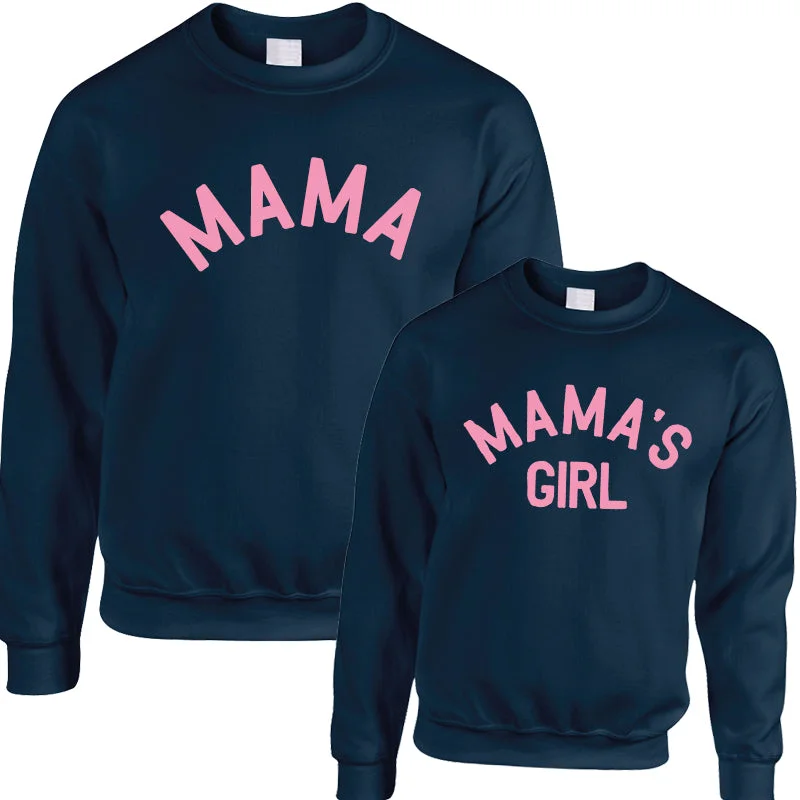 Limited Time Discount Mama & Mama's Girl Classic Sweatshirts Navy/Pink (MRK X)