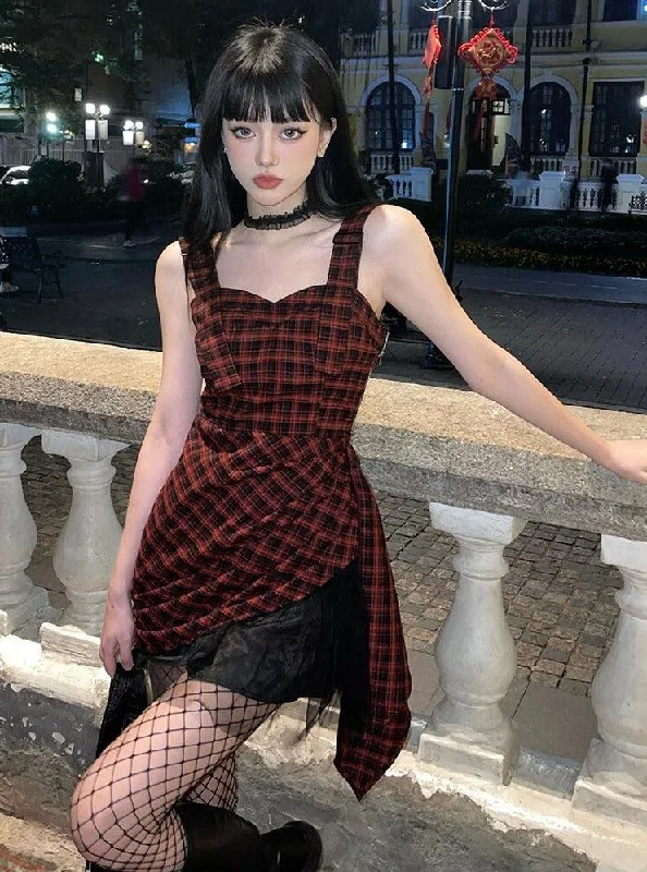 Loyalty Reward Grunge Plaid Mini Dress