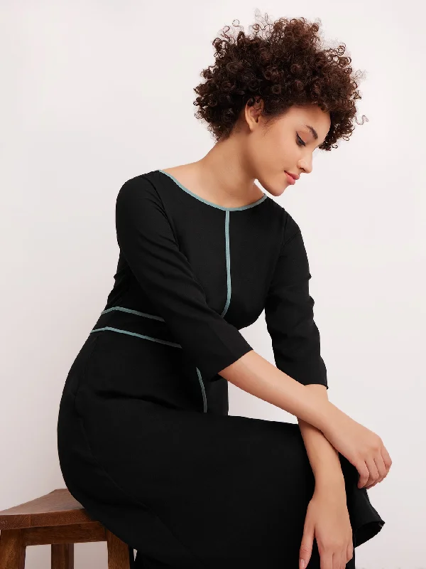 Must-Have Deals Colour Block Solid Dress - Black And Sap Green