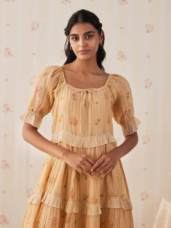 Fantastic Offers Apricot Ruffle Midi Dress