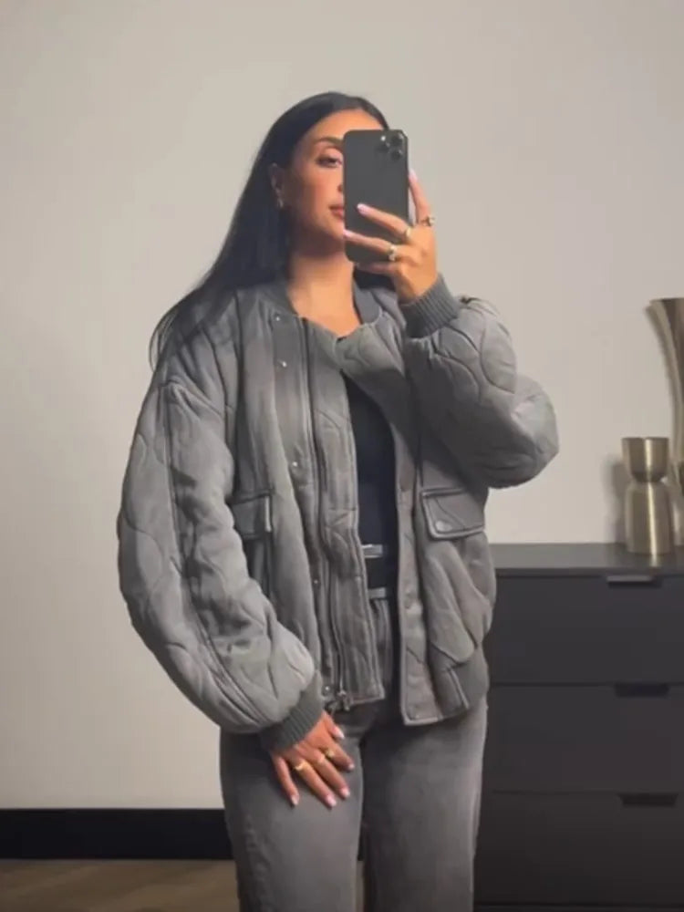Clearance Sale Znbbw Elegant Solid Bomber Jacket Coat Women's Long Sleeved Loose Casual Outwear 2023 Club Party Grey Street Wear Female 0410 Clearance Sale Znbbw Elegant Solid Bomber Jacket Coat Women's Long Sleeved Loose Casual Outwear 2023 Club Party Grey Street Wear Female 0410