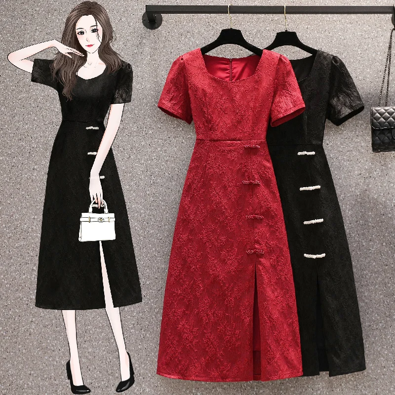 Limited Availability Plus Size Midi Cheongsam Dress