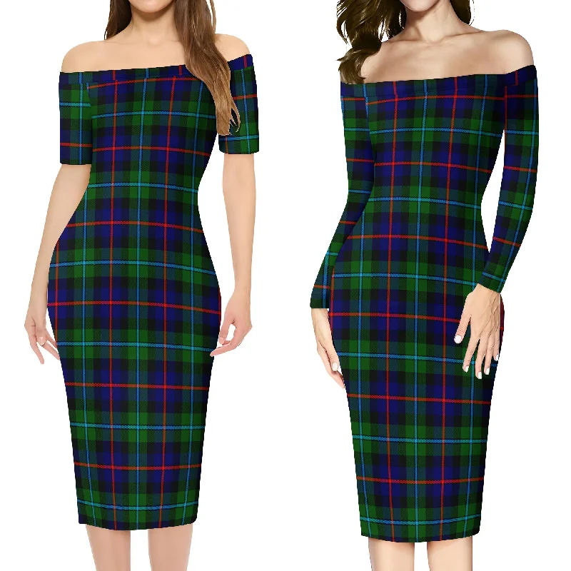 Online Exclusive Calder Tartan Off Shoulder Lady Dress