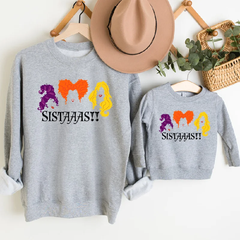 Super Deal Sanderson Sisters Matching Halloween Grey Sweatshirts