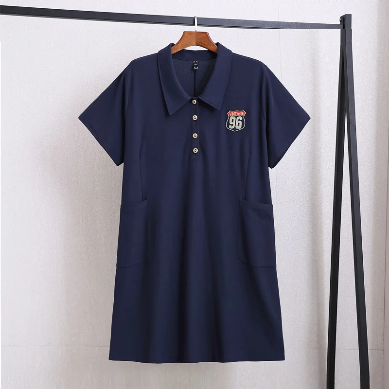 Super Sale (4XL-10XL) Plus Size Navy Polo T Shirt Short Sleeve Dress (EXTRA BIG SIZE)