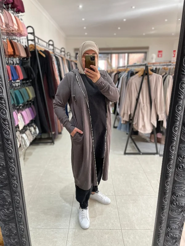 Final Clearance Long Zip Hoodie - Charcoal