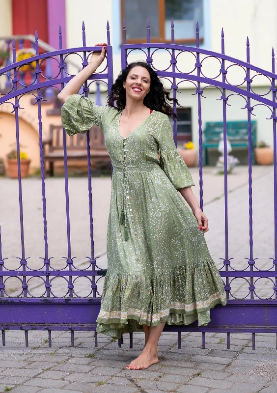 Flash Sale Simona Diamond Green Dress
