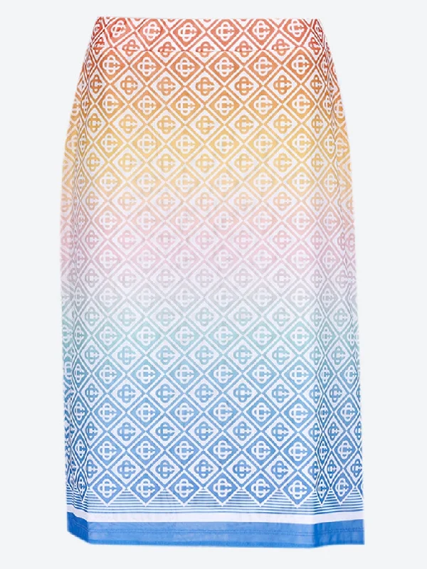 Factory Direct Sale Stretch printed mesh midi skirt