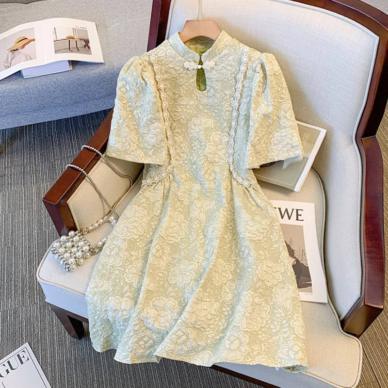 Big Discounts Plus Size Pearl Textured Babydoll Dress