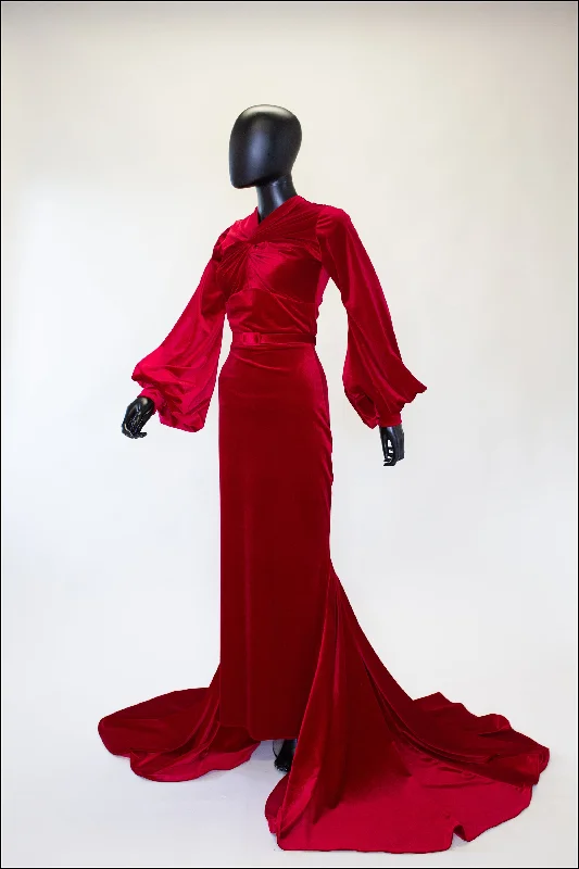 Unbeatable Prices Myrna - Red Velvet Old Hollywood Gown