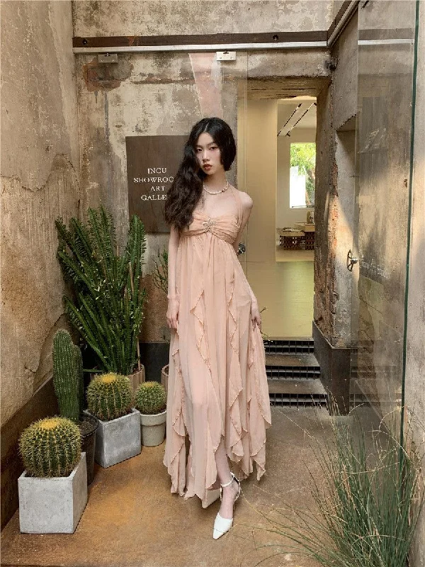 Low Prices Pure Backless Chiffon Midi Dress