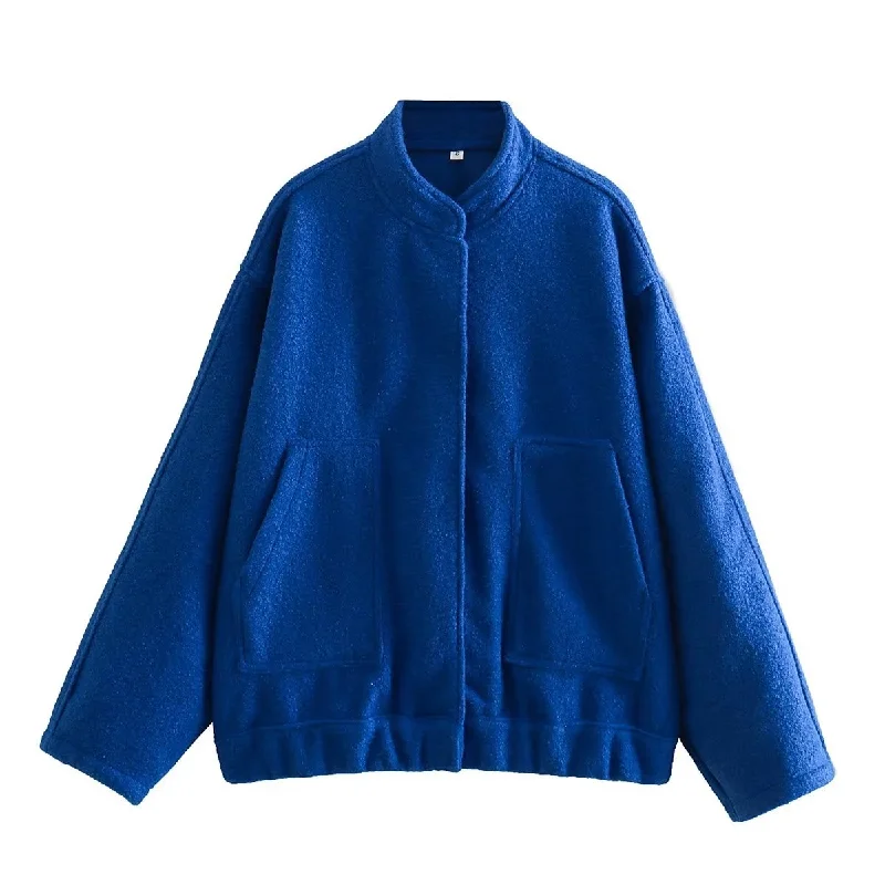 Take Advantage Znbbw 2024 New Vertical Collar Loose Version Multicolor Women's Woolen Casual Coat 5070629