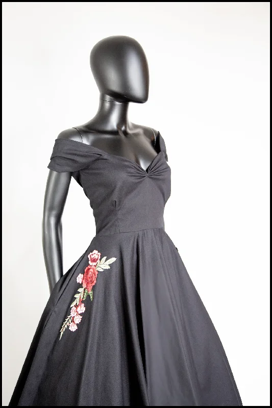 Discount Deals Rosa - Organic Black Cotton Midi Dress