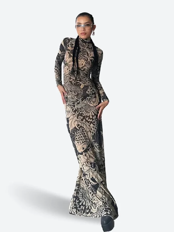 Price Reduction Baddie Tattoo Maxi Dress