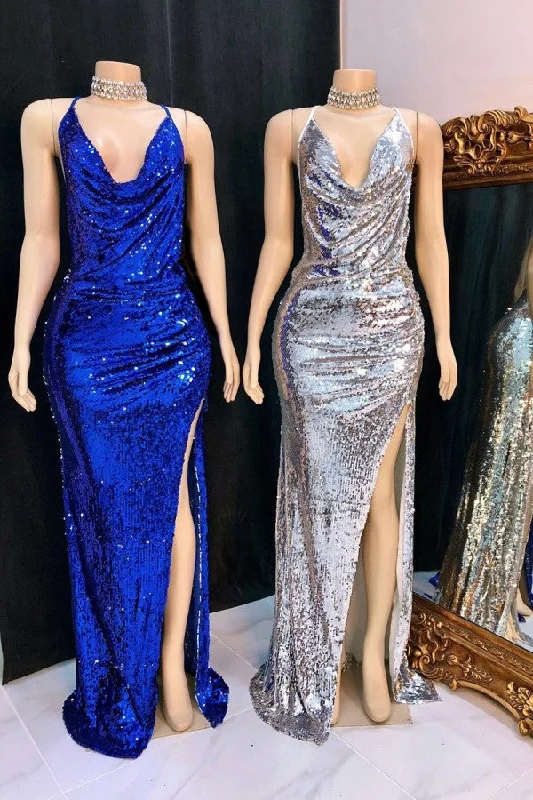 Get It Before It’s Gone Shinning Sequins V-neck Sleeveless Front Slit Mermaid Prom Dresses Get It Before It’s Gone Shinning Sequins V-neck Sleeveless Front Slit Mermaid Prom Dresses