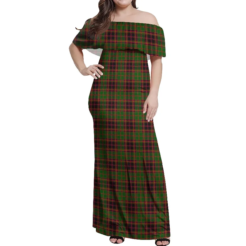 Today Only Buchan Tartan Off Shoulder Long Dress