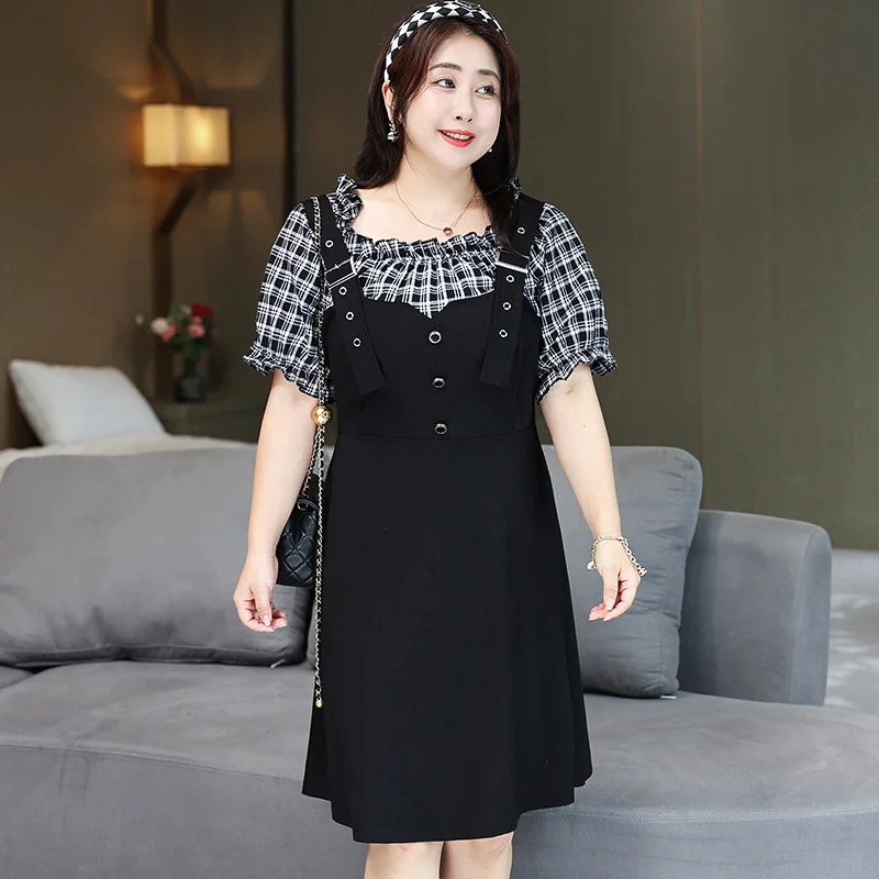 Discount Mania (4XL-8XL) Plus Size Off Shoulder Suspender Short Sleeve Dress (Extra Big Size)