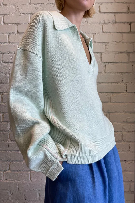 Flash Deals Jersey Collar Sweater in Sea Glass
