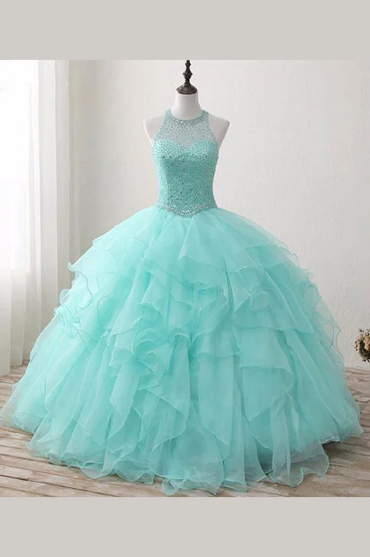 Great Deals Mint Floor-length Jewel Sleeveless Ball Gown Beading Tulle Prom Dresses Quinceanera Dresses N403 Great Deals Mint Floor-length Jewel Sleeveless Ball Gown Beading Tulle Prom Dresses Quinceanera Dresses N403