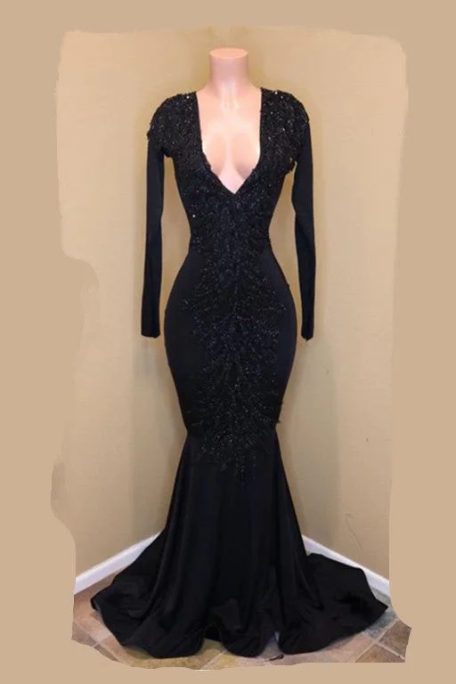 New Markdowns Elegant V-Neck Long Sleevess Appliques Sequins Mermaid Zipper Prom Dresses New Markdowns Elegant V-Neck Long Sleevess Appliques Sequins Mermaid Zipper Prom Dresses