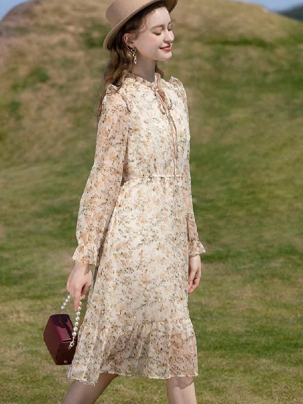 Sneak Peek Sale Cottagecore Lace Detailed Floral Midi Dress