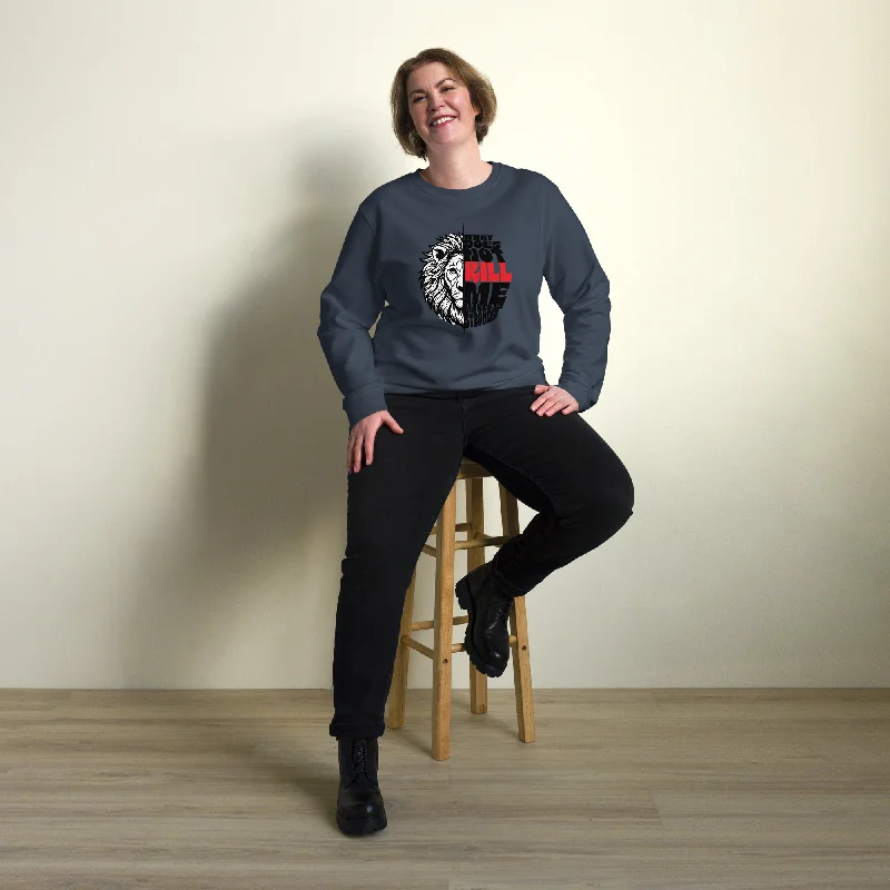 Midnight Madness Lion Typography Graphic Women Organic Sweatshirt