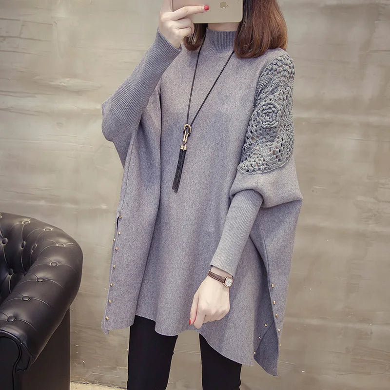 Price Cut Znbbw Autumn And Winter New Loose Sweater Coat Women's Half-high Collar Pullover Wrap Swing Beading Price Cut Znbbw Autumn And Winter New Loose Sweater Coat Women's Half-high Collar Pullover Wrap Swing Beading
