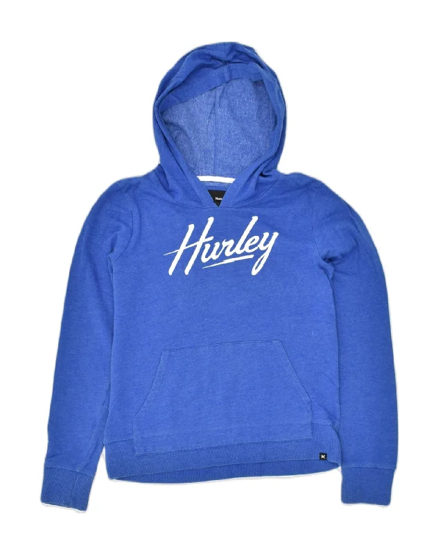 Unmissable Offer HURLEY Womens Graphic Hoodie Jumper UK 12 Medium Blue Cotton