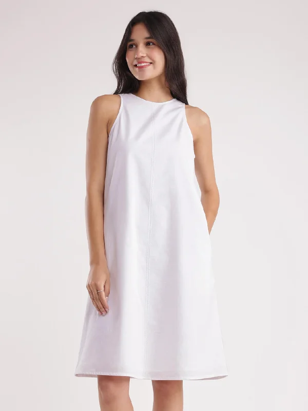 Price Meltdown Linen A-line Dress - White