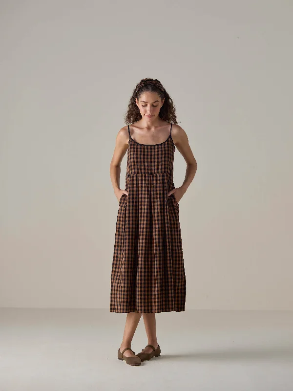 Time-Limited Offer Auburn Check Slip Dress