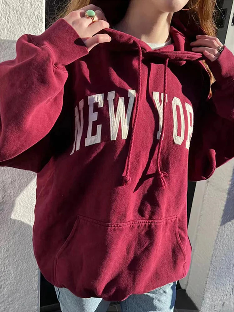 Hurry In Znbbw Embroidery Vintage Loose Hoodie Cotton Pocket Drawstring Hooded Sweatshirt Tops Women Y2k Streetwear Autumn Hoodies Coat Hurry In Znbbw Embroidery Vintage Loose Hoodie Cotton Pocket Drawstring Hooded Sweatshirt Tops Women Y2k Streetwear Autumn Hoodies Coat