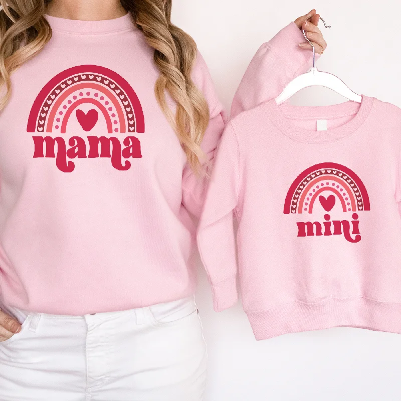 Major Savings Mama & Mini Valentines Rainbow Matching Pink Sweatshirts