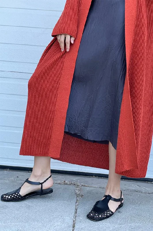 Price Meltdown Long Linen Cardigan in Rust