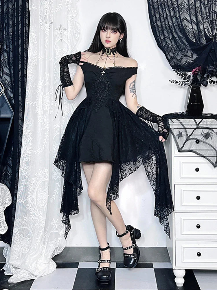 Limited Availability Gothic Ball Corsets Folds Shoulder Off Aesthetic Black Vintage Harajuku Women Grunge A-Line Gown Partywear Dress Limited Availability Gothic Ball Corsets Folds Shoulder Off Aesthetic Black Vintage Harajuku Women Grunge A-Line Gown Partywear Dress