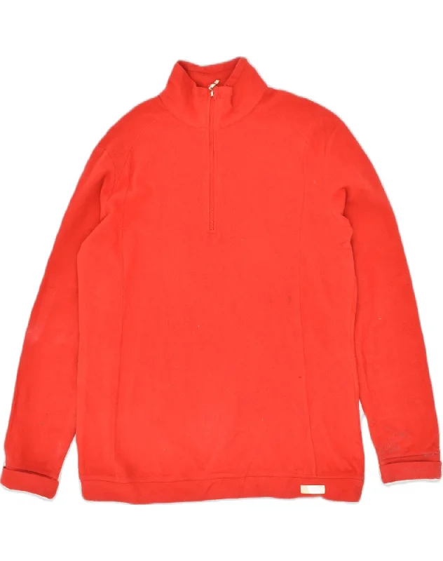 Deep Discounts CHAMPION Womens Zip Neck Fleece Jumper UK 16 Large Red Polyester