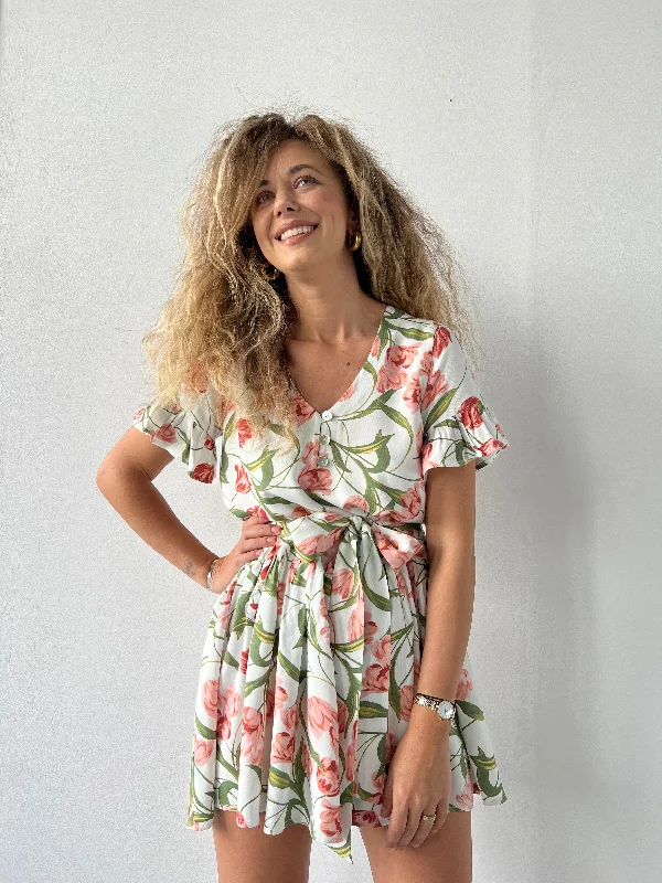 Crazy Deals White Print Tulip Dress