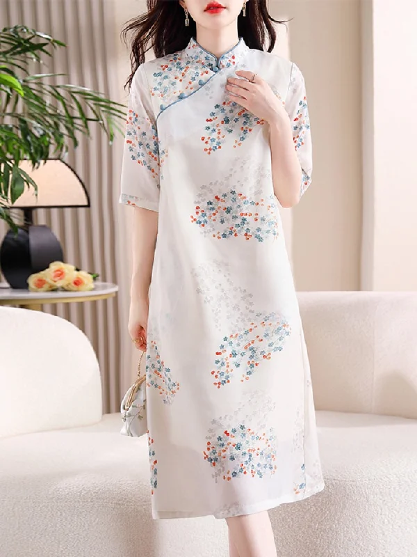 Special Discount Plus Size Stars Midi Cheongsam Dress