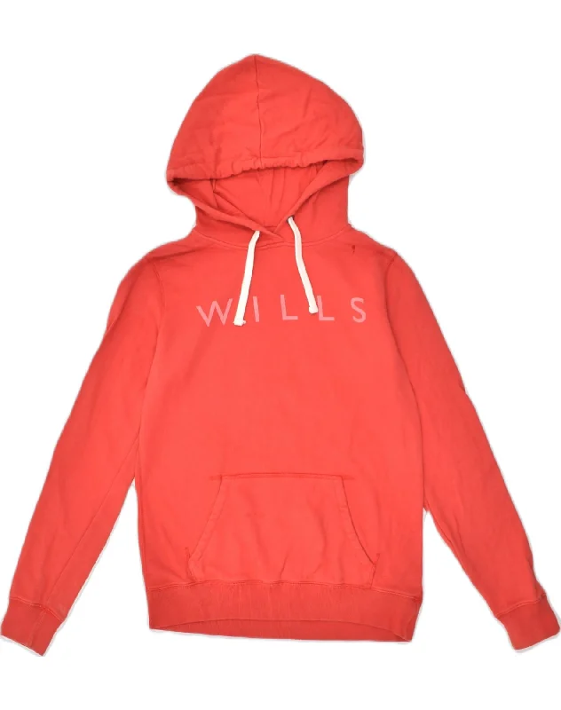 Savings Alert JACK WILLS Womens Classic Fit Graphic Hoodie Jumper UK 10 Small  Red